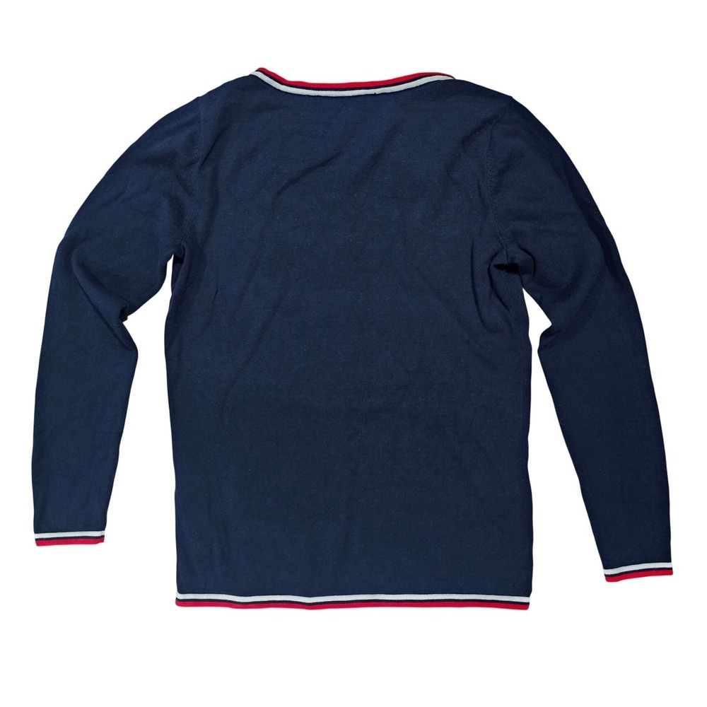 Tommy Hilfiger Women S Navy Blue Nautical Boat Neck Knit Sweater‎ Preppy - Picture 2 of 6